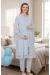 RİMEL Mavi Kısa Kollu Dantelli Lohusa Pijama Takım Sabahlık 33010